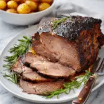 Roasted Steak on a White Plate