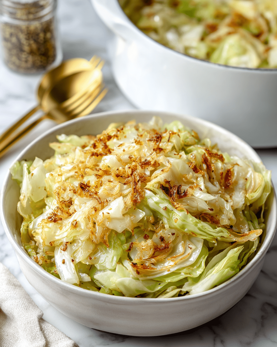 Fried Cabbage with Crispy Browned Bits on Top
