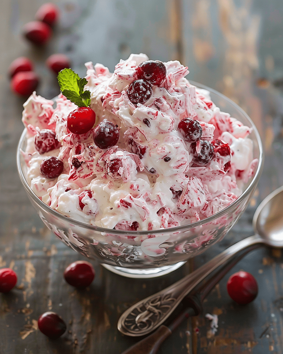 Cranberry Fluff Salad with Canned Cranberries