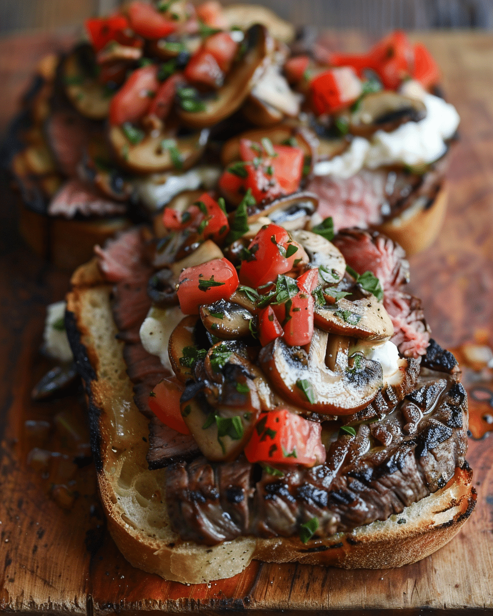 Steak and Mushroom Bruschetta