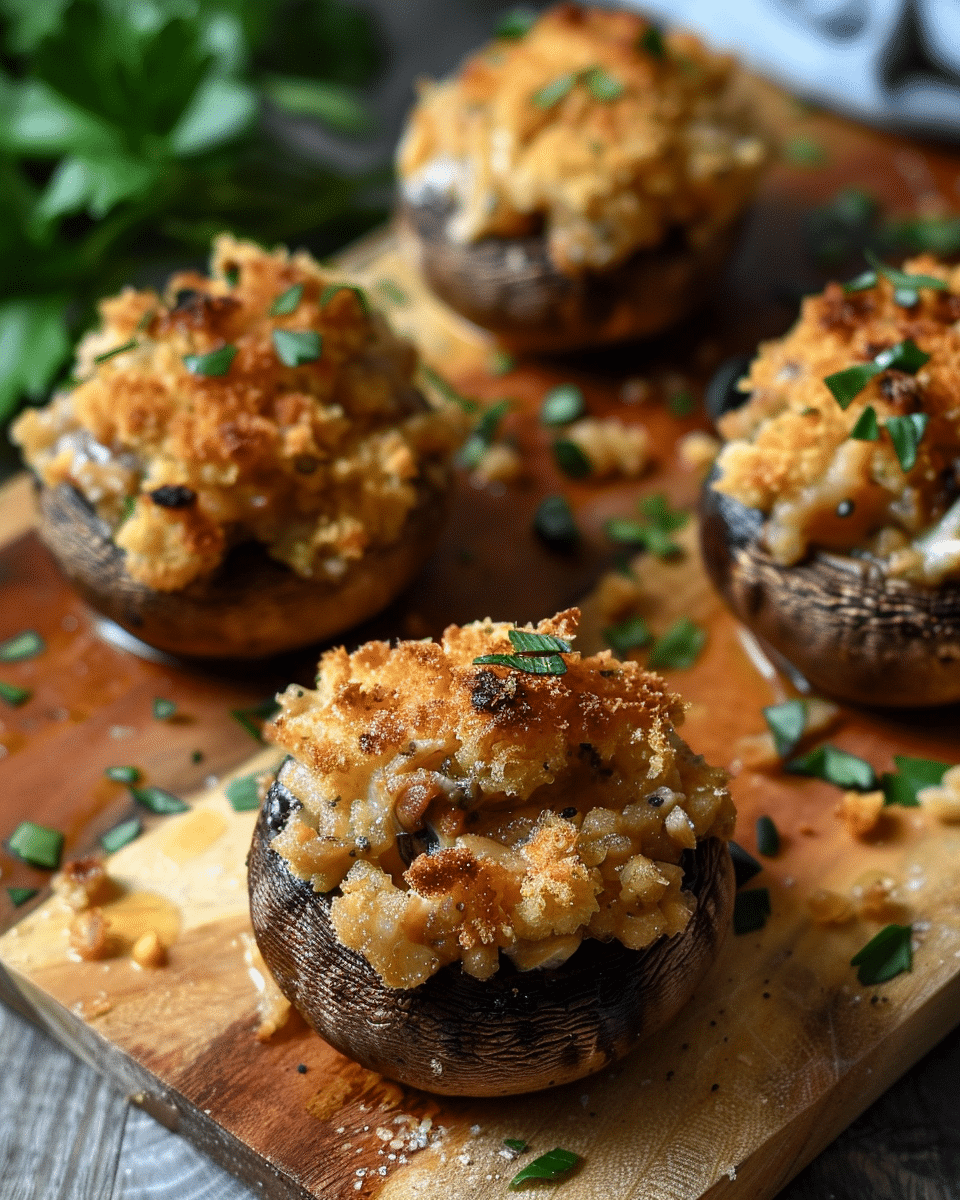 Seafood Stuffed Mushrooms with Sardines