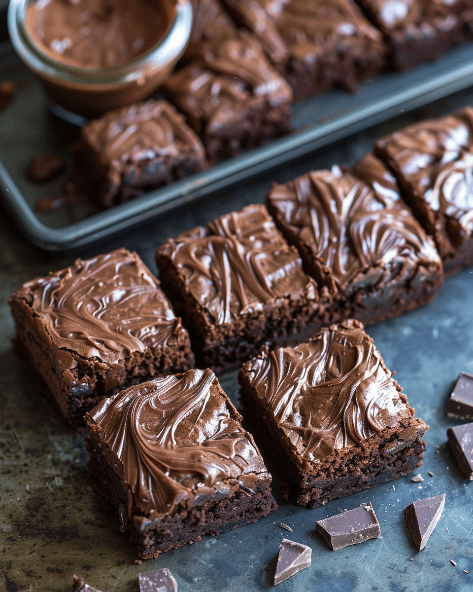 Fudgy Small Batch Nutella Brownies in a Loaf Pan