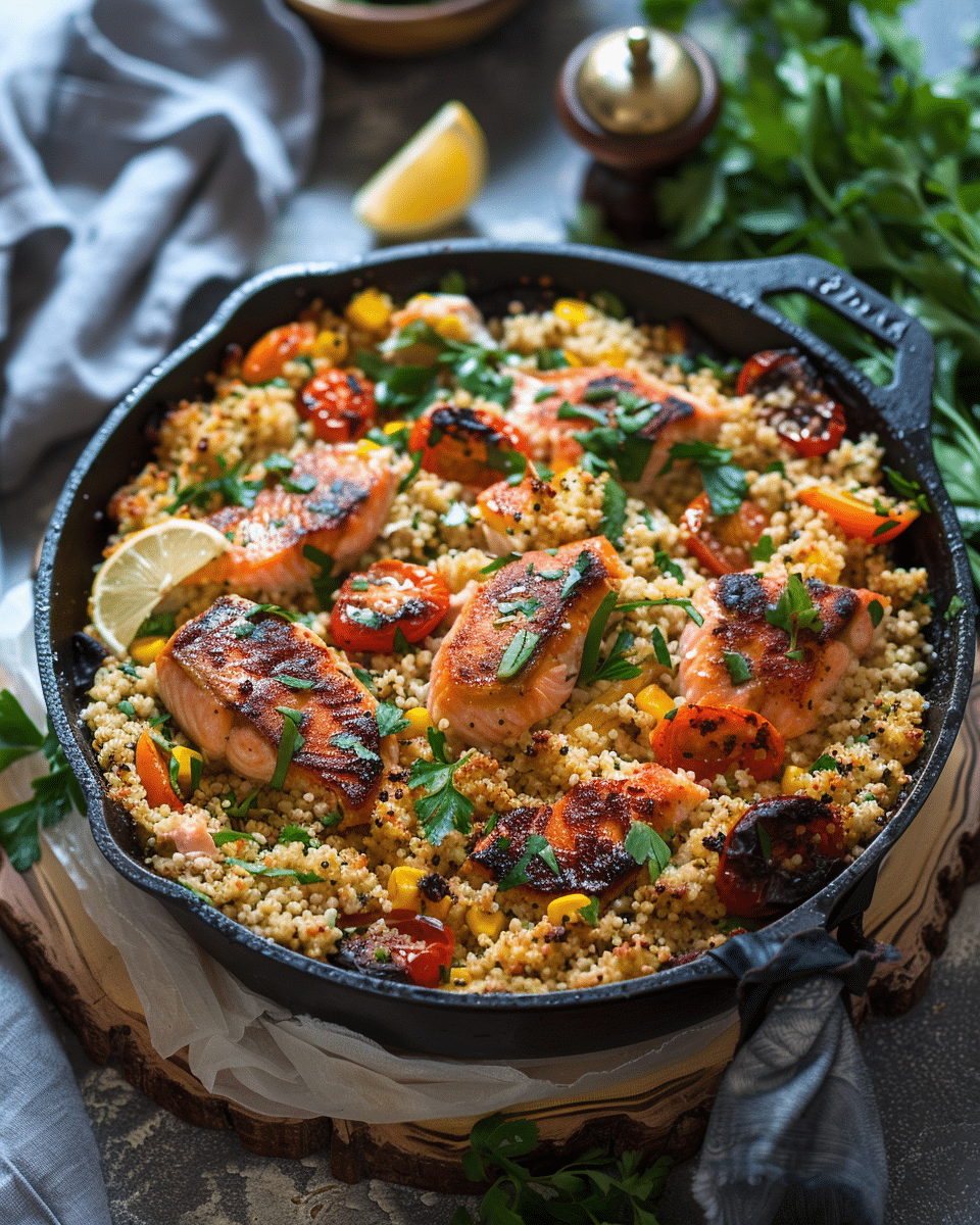Campfire Salmon Couscous Bake