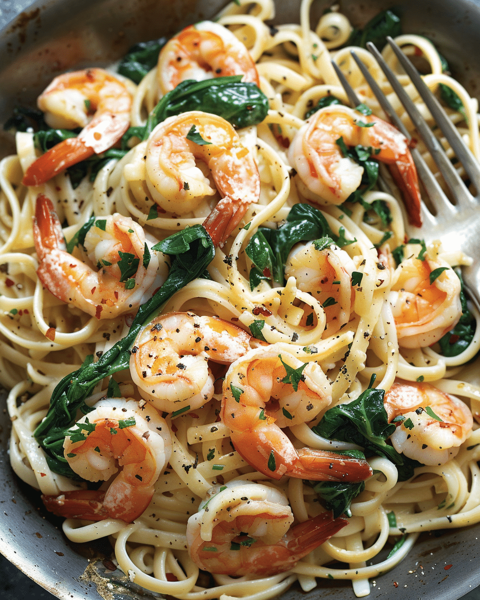 Linguine with Spinach and Shrimp