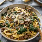 Spinach Beef Pasta With Mushroom