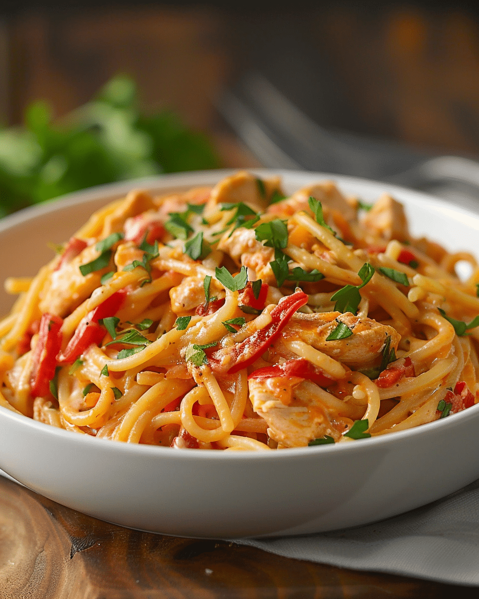 Chicken Spaghetti with Rotel and Velveeta