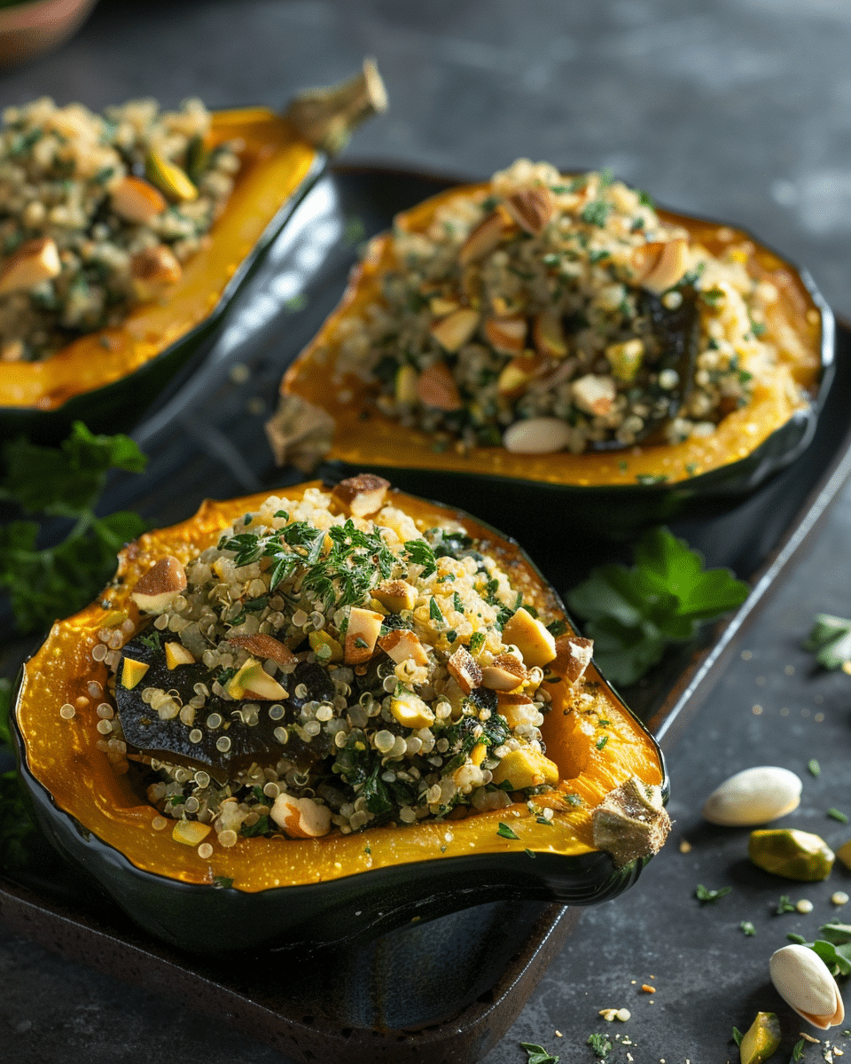 Quinoa Feta & Pistachio Stuffed Acorn Squash