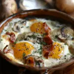 Prosciutto Mushroom Baked Eggs en Cocotte