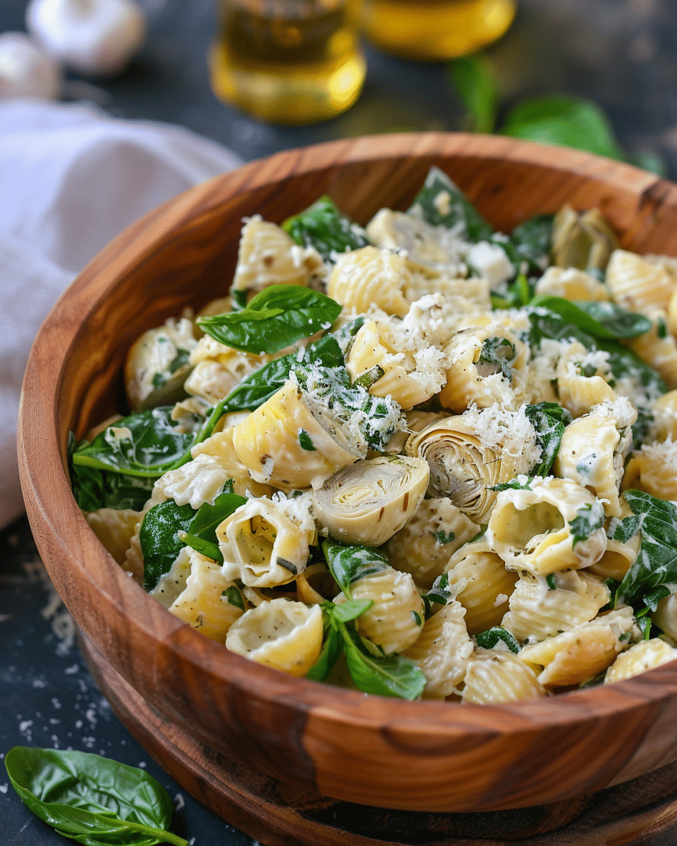 Spinach Artichoke Pasta Salad