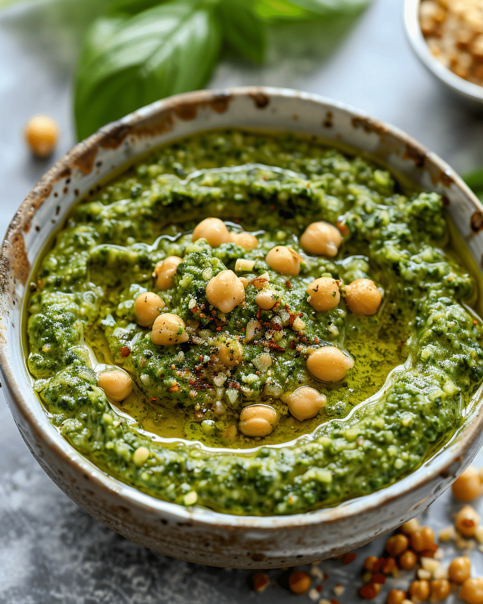 Creamy High Protein Pesto Chickpea