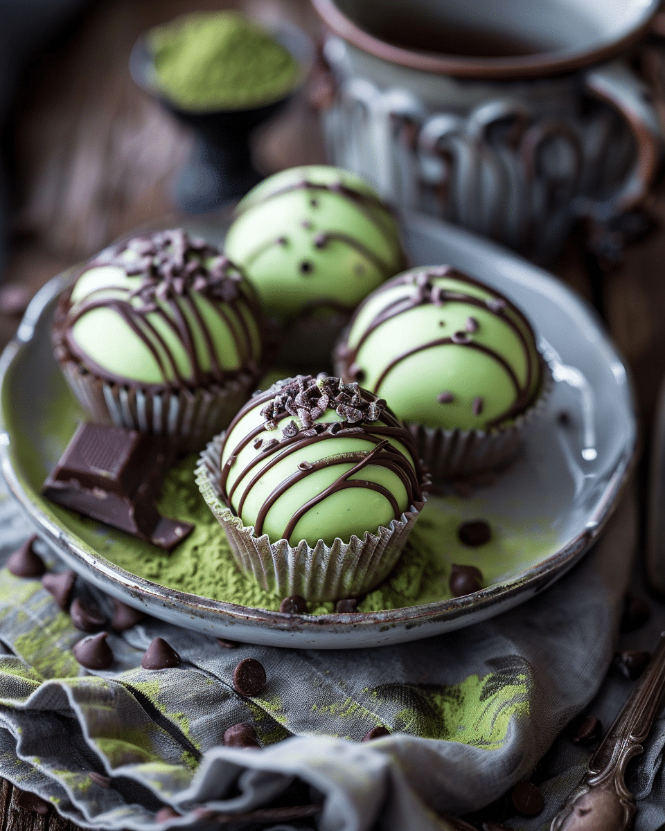 Cute Green Tea Matcha Hot Chocolate Bombs
