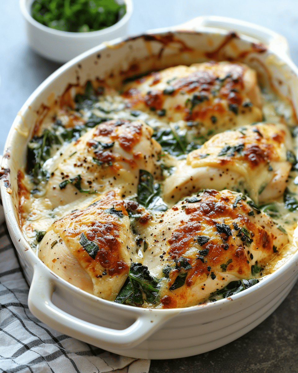Cheesy Spinach Chicken Bake