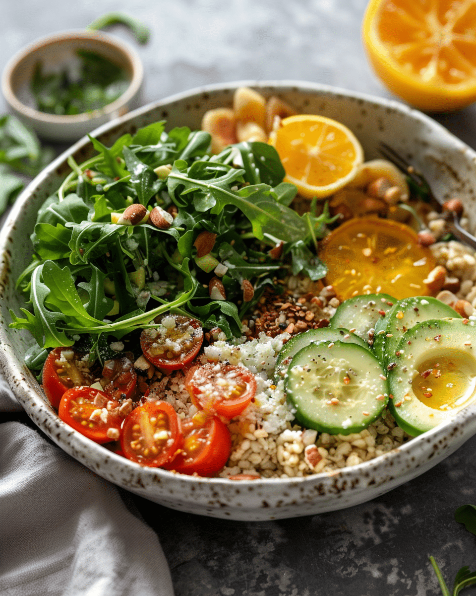 Sunshiney Lemony Arugula Grain Bowls