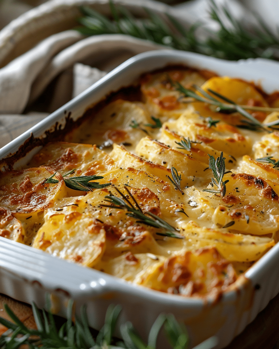 Blue Cheese and Rosemary Scalloped Potatoes