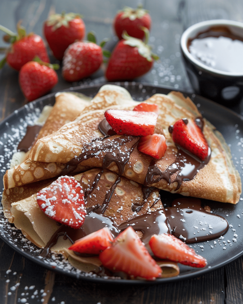 Chocolate Crepes with Strawberries