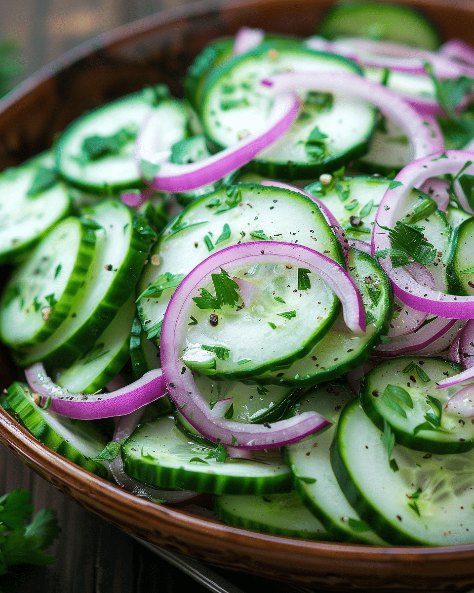 Traditional Ukrainian Easy Cucumber Salad with Vinegar
