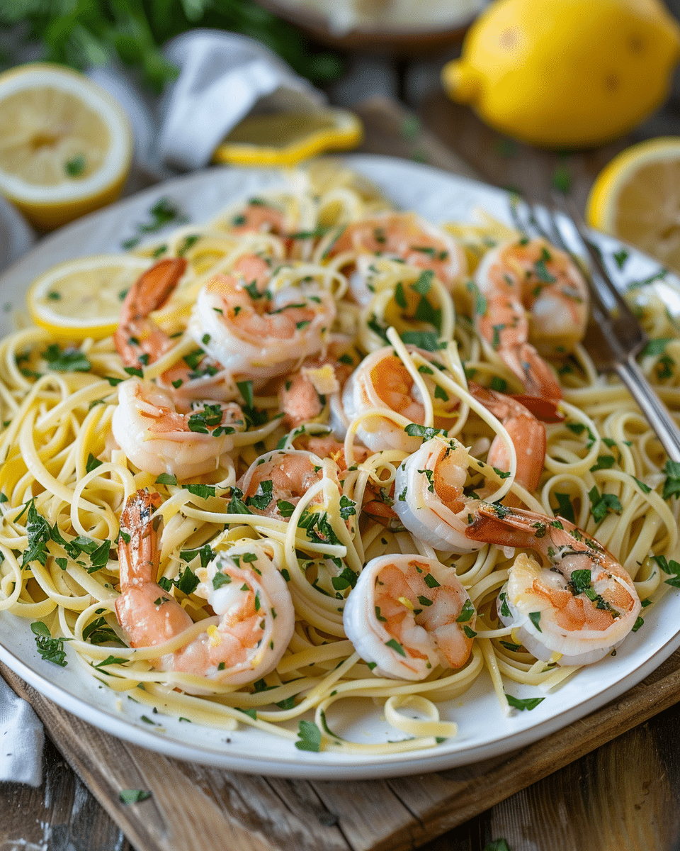 Lemon Garlic Shrimp Pasta