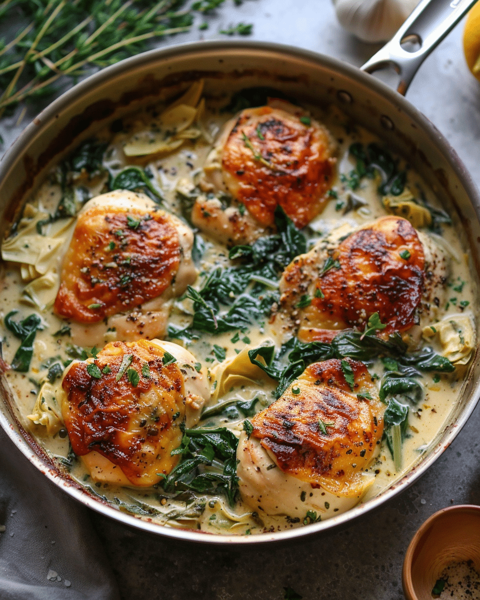 One Pot Spinach Artichoke Chicken