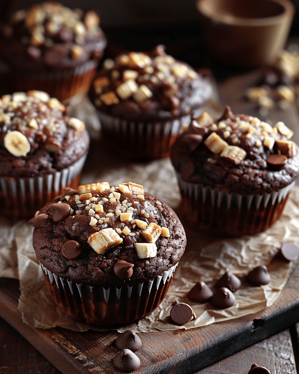 Chocolate Peanut Butter Banana Muffins Recipe