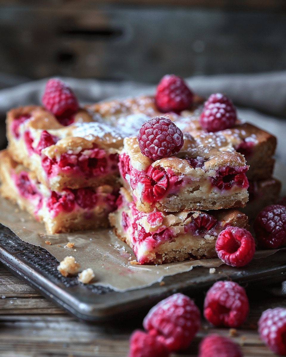 Raspberry and White Chocolate Blondies