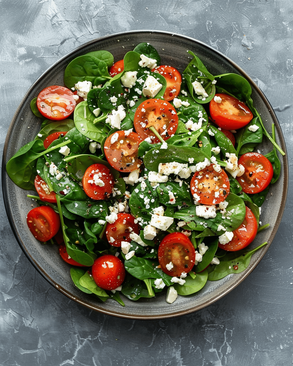 Spinach Tomato Salad with Feta Cheese