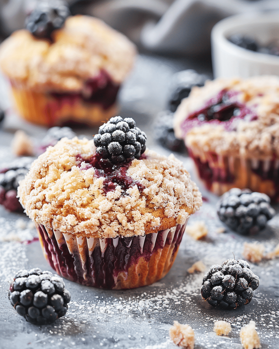Blackberry Muffins with a Cinnamon Crumble Recipe