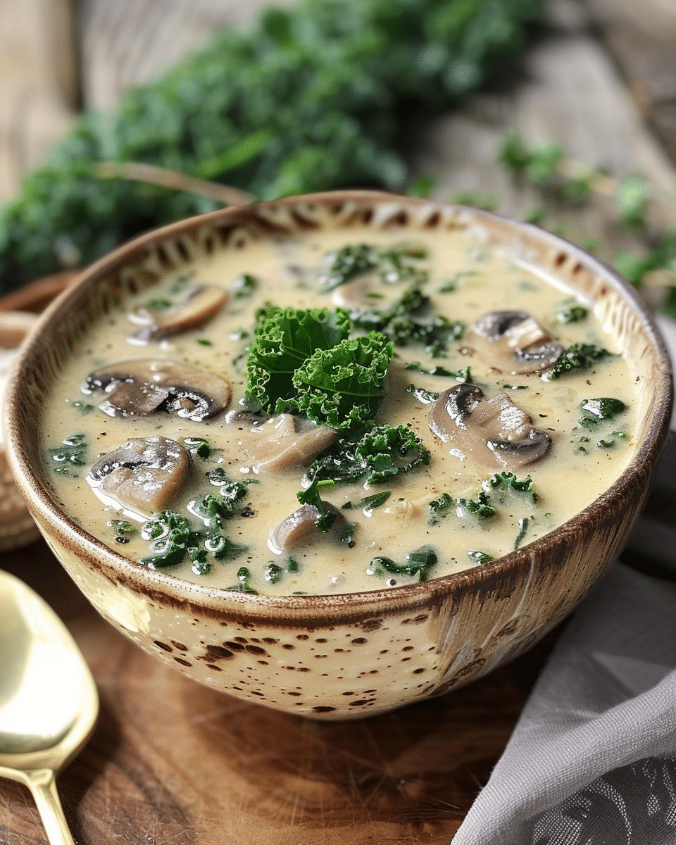 Creamy Mushroom Kale Turkey Soup