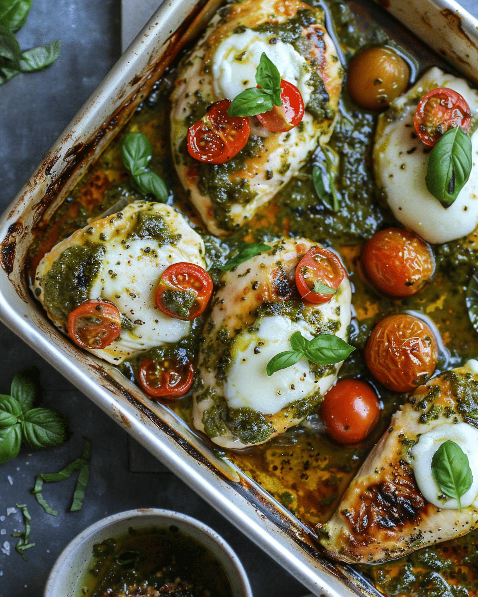 Baked Pesto Mozzarella Chicken