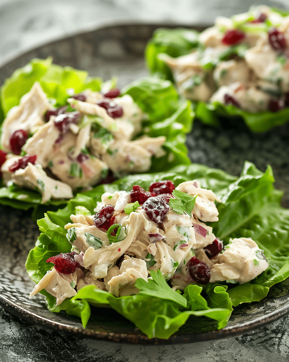 Cranberry Chicken Salad Lettuce Rollup Sandwiches