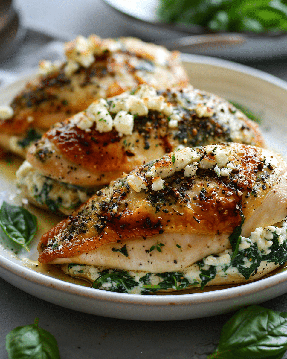 Feta and Spinach Stuffed Chicken Breasts