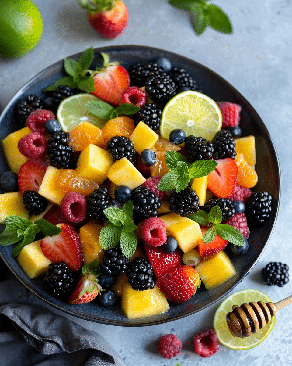 Fresh Fruit Salad with Honey & Lime Dressing