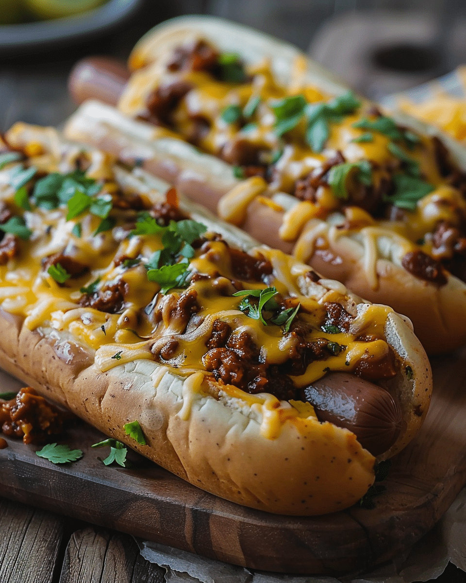 Oven Baked Chili Cheese Dogs