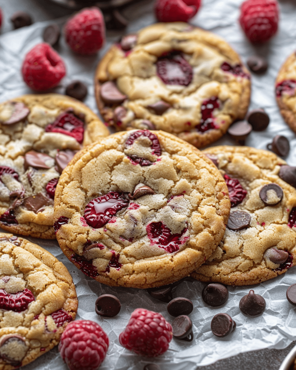 Brown Butter Raspberry Chocolate Chip Cookies