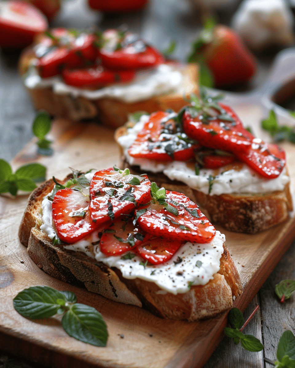 Marinated Goat Cheese and Strawberry Crostini Recipe