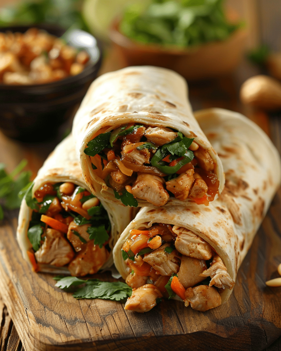 Peanut Chicken Wraps