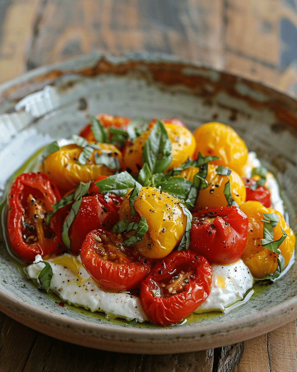 Charred Baby Bell Peppers with Burrata Recipe