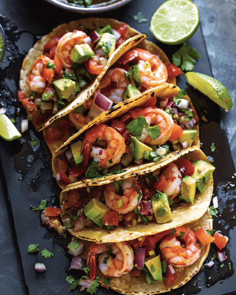 Shrimp Tacos with Avocado Salsa