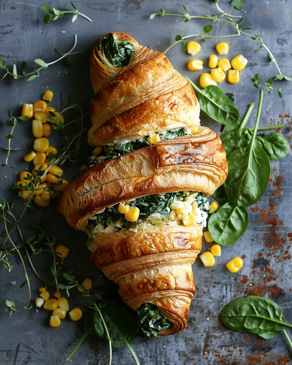 Spinach and Corn Croissant Sandwich Recipe