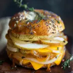 Pear Apple Cheddar Caramelized Onion Grilled Cheese Bagel Sandwich Recipe
