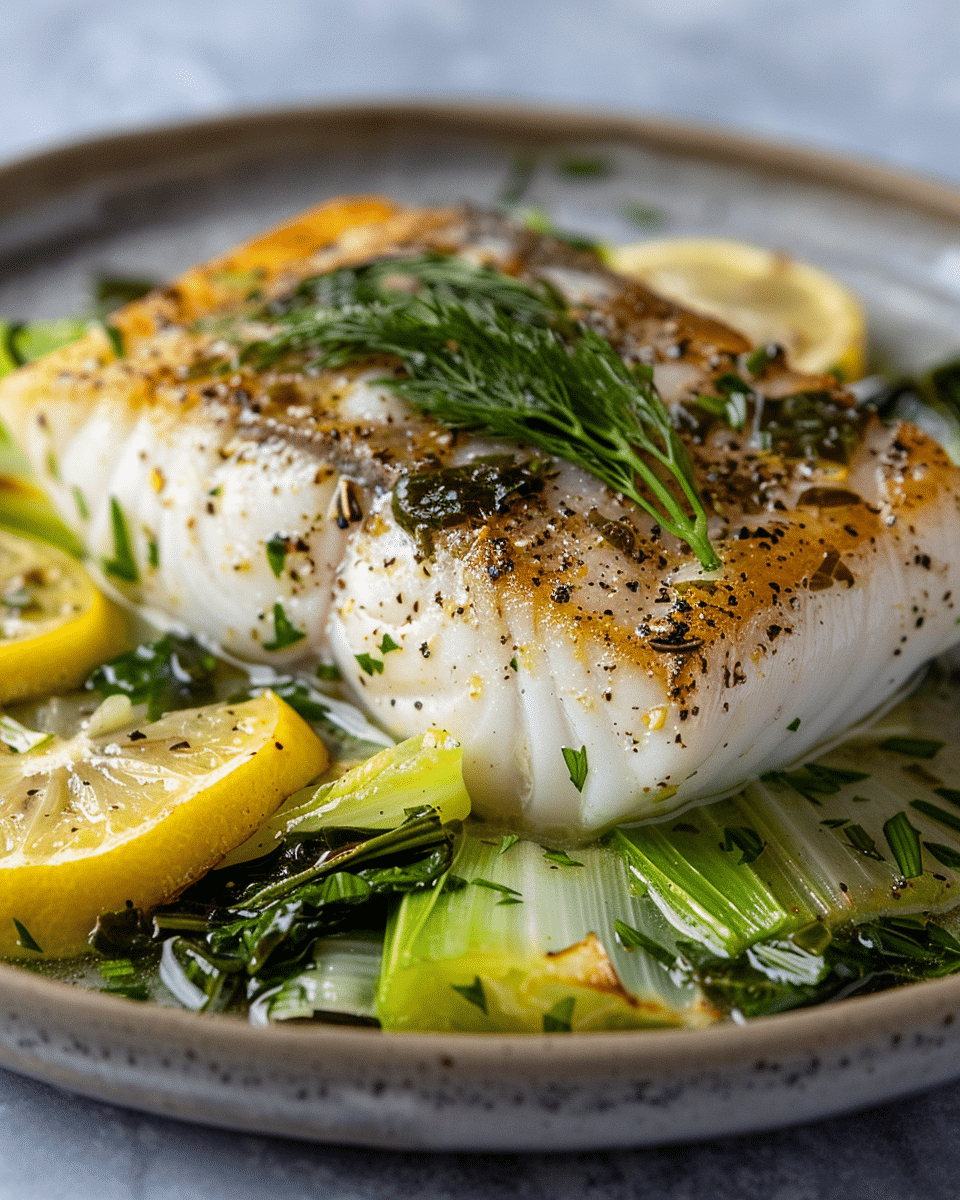 Lemon Tarragon Halibut & Leeks