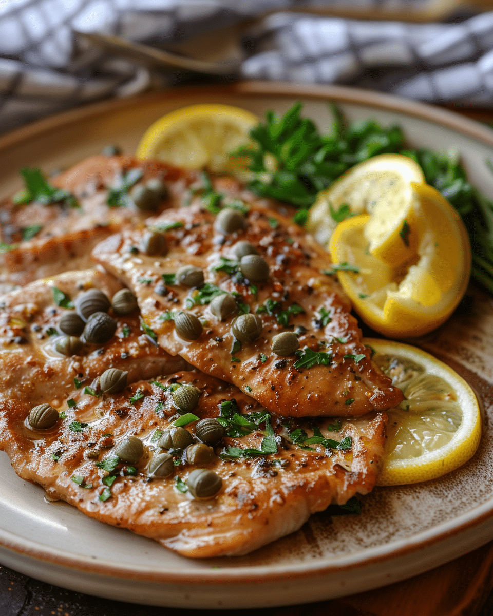 Rose Veal Scallopini Recipe with Lemon and Capers