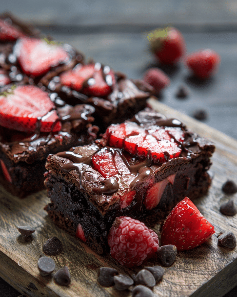 Chocolate Covered Strawberry Stout Brownies