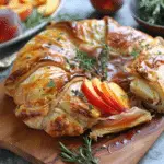 Prosciutto Wrapped Peach Baked Brie in Pastry