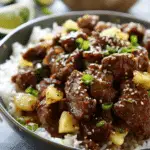 20 Minute Sticky Ginger Sesame Pineapple Beef