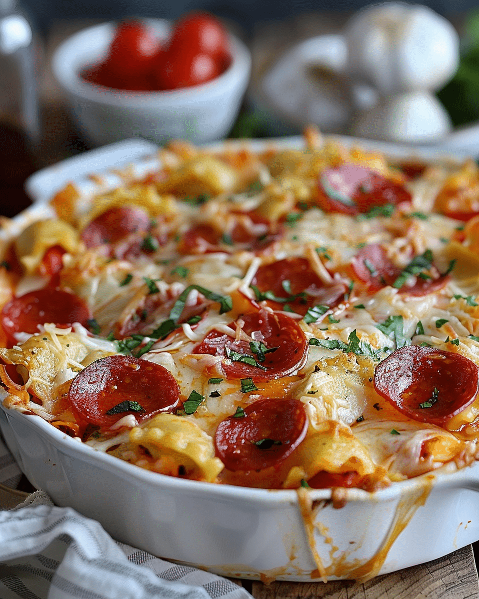 Pepperoni Pierogy Pizza Casserole