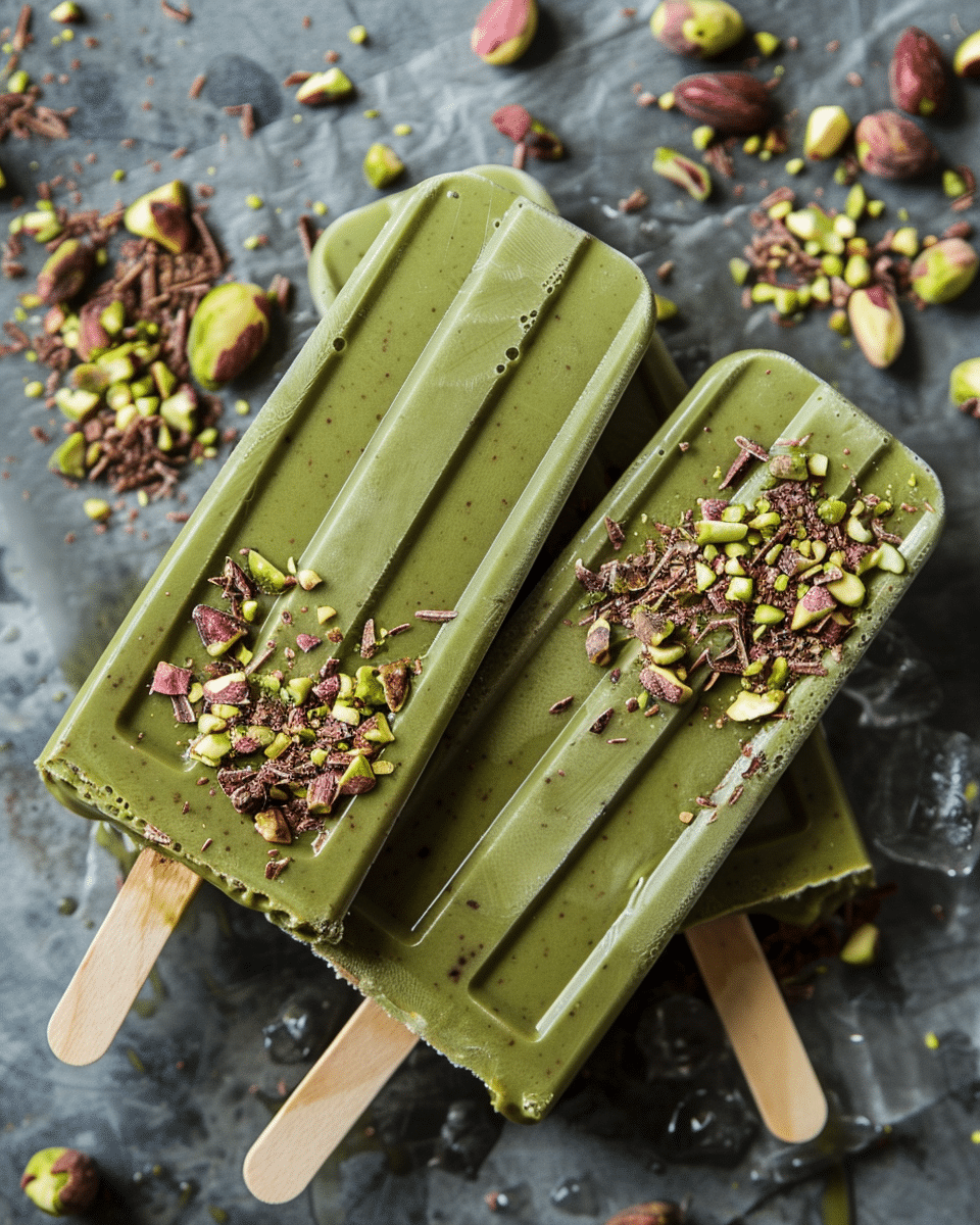 Pistachio Chocolate Popsicles