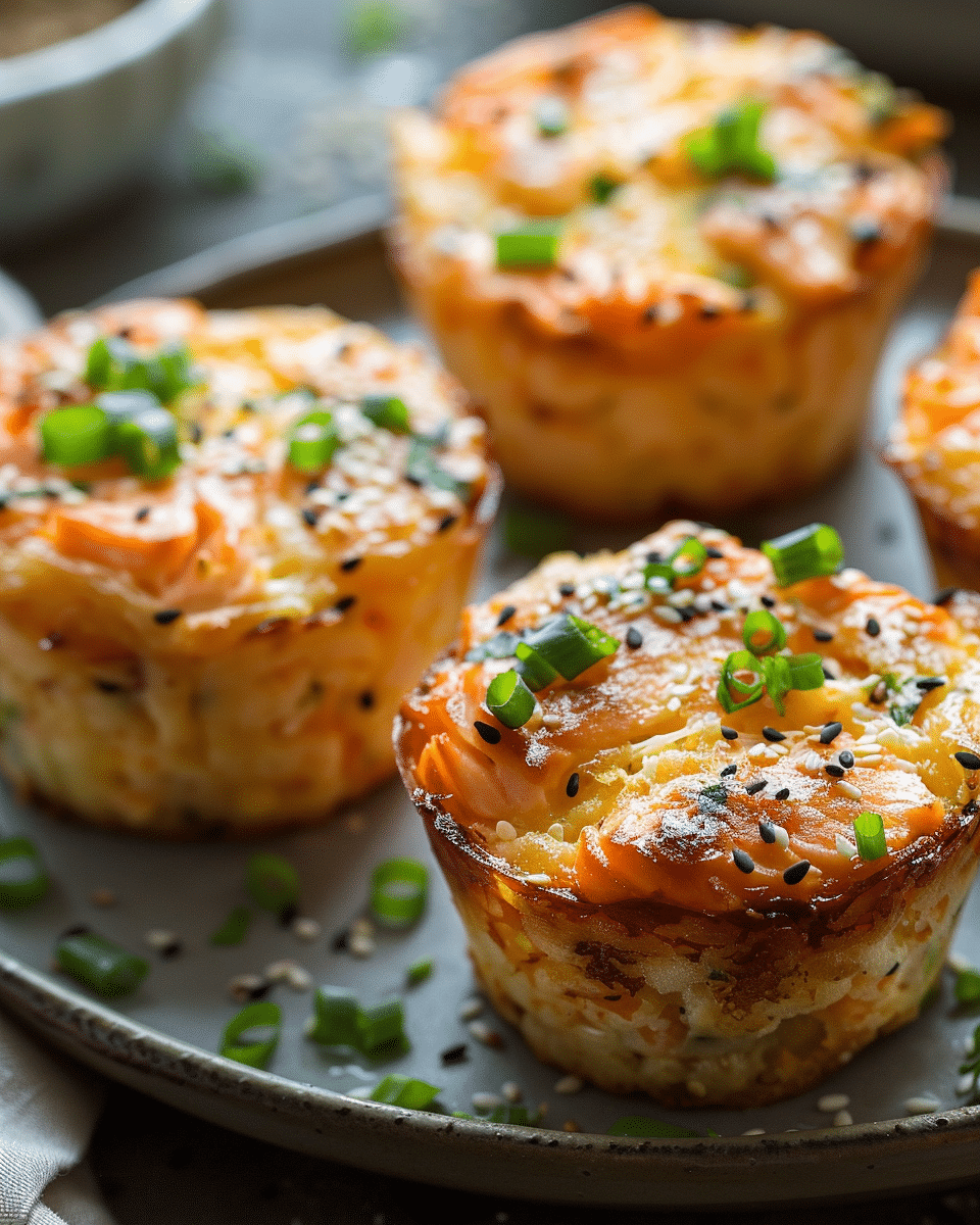 Spicy Baked Salmon Sushi Muffins