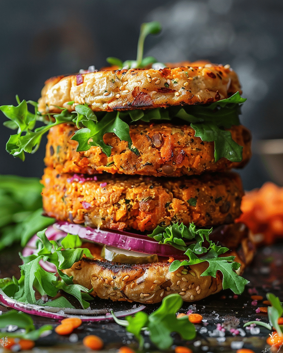 Sweet Potato and Red Lentil Burgers Recipe
