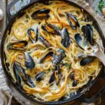 Creamy Garlic Mussels Pasta Bake Recipe