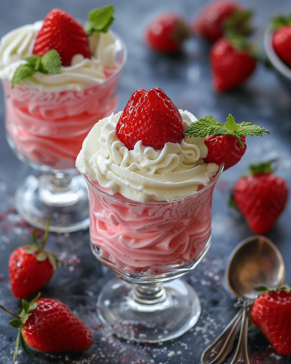 Strawberry Mousse Jello Parfait